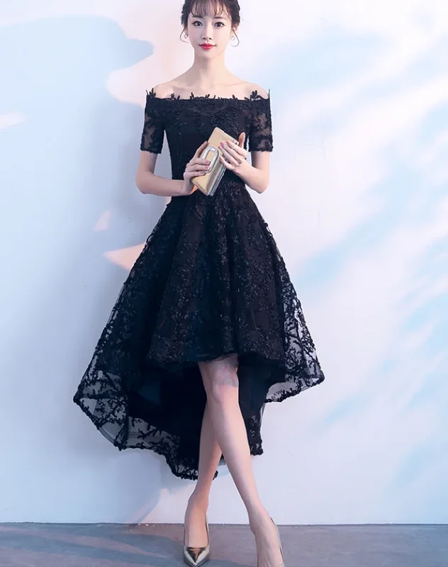 Lovely Black Lace Off Shoulder Bridesmaid Dress, Lace Off Shoulder Black Party Dress prom dress evening dress cg13079 Off-the-shoulder Bohemian Festive Lovely Black Lace Off Shoulder Bridesmaid Dress, Lace Off Shoulder Black Party Dress prom dress evening dress cg13079 Off-the-shoulder Bohemian Festive