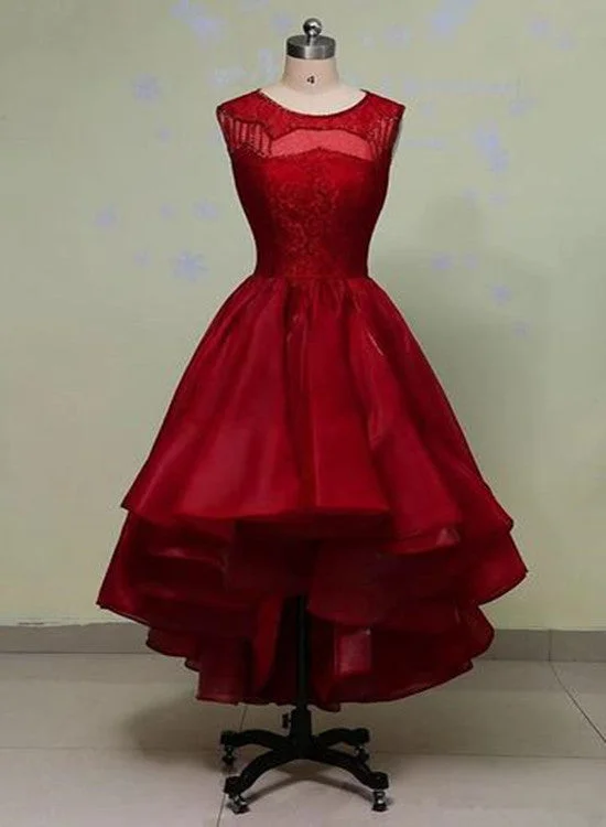 Lovely Organza High Low Party Dress , Lace Beaded Stylish Evening Formal Dress Tunics Business professional Lovely Organza High Low Party Dress , Lace Beaded Stylish Evening Formal Dress Tunics Business professional