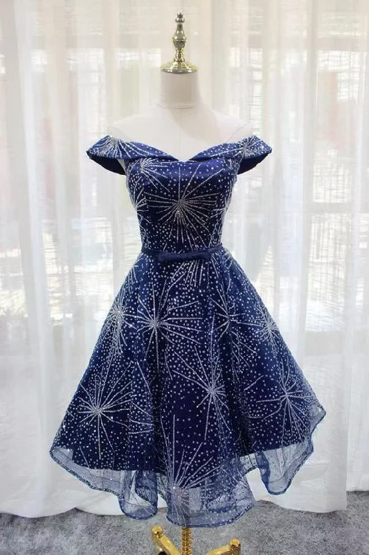 Off Houlder Bridesmaid Dress, Sequin Evening Dress, Short Homecoming Dress,custom Made   cg21680 Tunics Denim casual