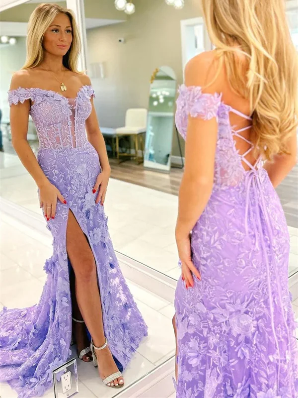 Off Shoulder Lavender Mermaid Lace Long Prom Dresses, Off the Shoulder Purple Lace Mermaid Formal Evening Dresses Tunics Top rated Off Shoulder Lavender Mermaid Lace Long Prom Dresses, Off the Shoulder Purple Lace Mermaid Formal Evening Dresses Tunics Top rated