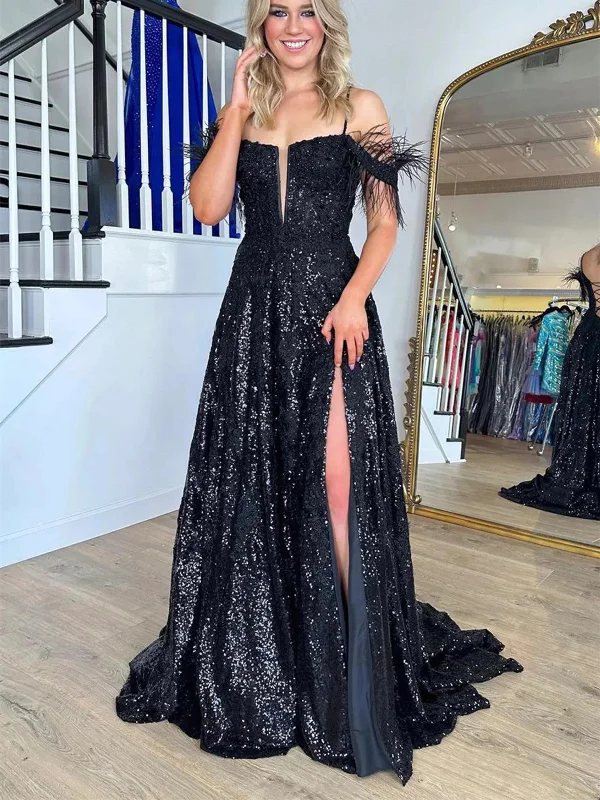 Off Shoulder Sequins Black Lace Long Prom Dresses, Spaghetti Strap Black Backless Formal Evening Dresses Tunics Favorite customer Off Shoulder Sequins Black Lace Long Prom Dresses, Spaghetti Strap Black Backless Formal Evening Dresses Tunics Favorite customer