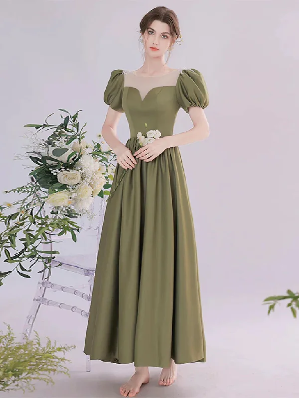 Round Neck Green Tea Length Prom Dresses, Round Neck Green Tea Length Formal Evening Dresses Tunics Evening elegant Round Neck Green Tea Length Prom Dresses, Round Neck Green Tea Length Formal Evening Dresses Tunics Evening elegant