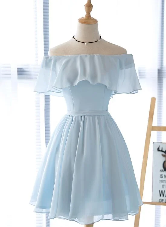 Simple Light Blue Off Shoulder Formal Dress , Short Party Dresses Tunics Sophisticated sleek Simple Light Blue Off Shoulder Formal Dress , Short Party Dresses Tunics Sophisticated sleek