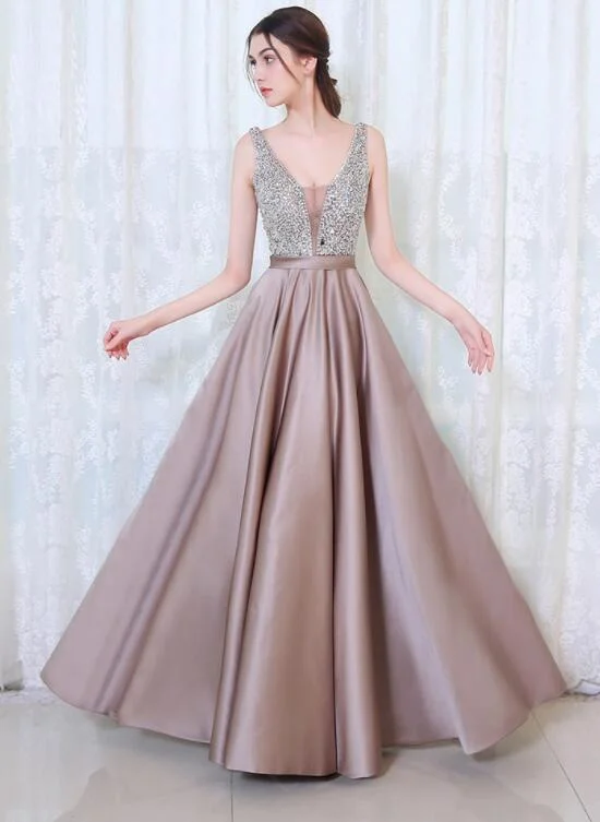V-neckline Soft Satin Sequins Top A-line Prom Dress, Beautiful Party Dress Evening Dress Tunics Velvet soft V-neckline Soft Satin Sequins Top A-line Prom Dress, Beautiful Party Dress Evening Dress Tunics Velvet soft