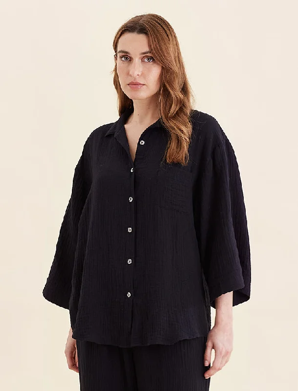 Ashley Textured Oversized Shirt Houndstooth Herringbone Solid