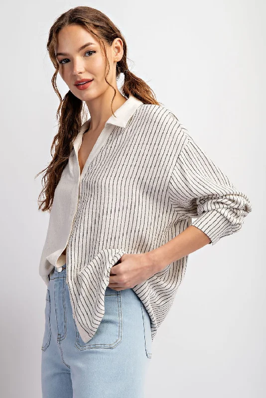 Bk Half Stripe Shirt Anti-Shrink Durable Soft