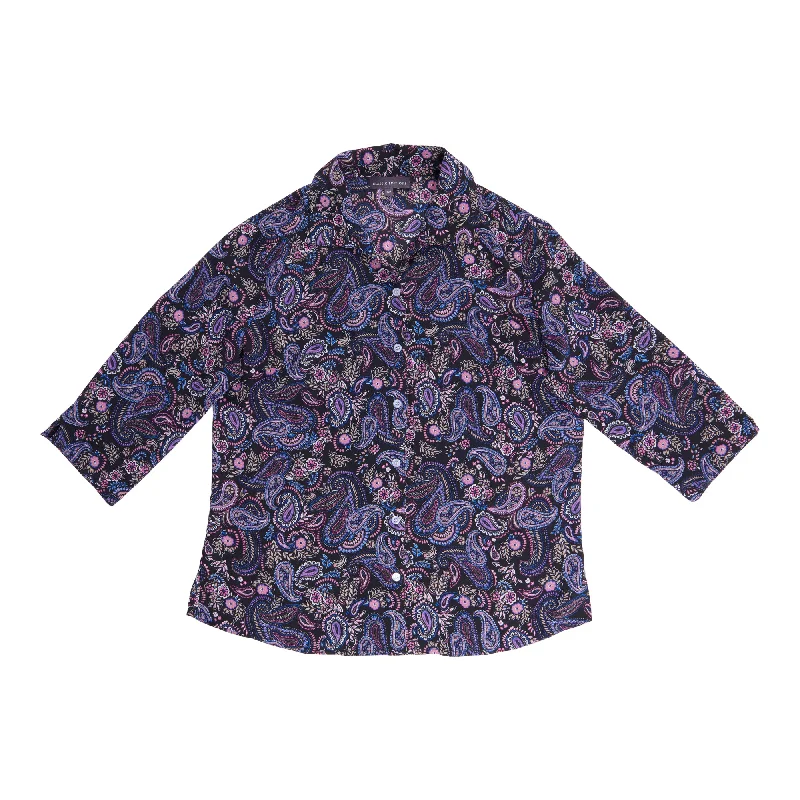 Classic Editions Women's 3/4 Sleeve Button-Up Shirt Wool Fabric Cashmere Fabric Tweed Fabric Classic Editions Women's 3/4 Sleeve Button-Up Shirt Wool Fabric Cashmere Fabric Tweed Fabric