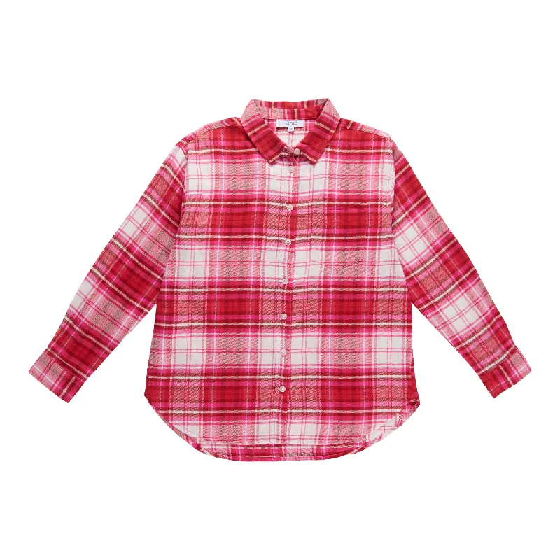 mySTYLE Women's Collard Flannel Shirt Graphic T-Shirt Round Neck Polyester