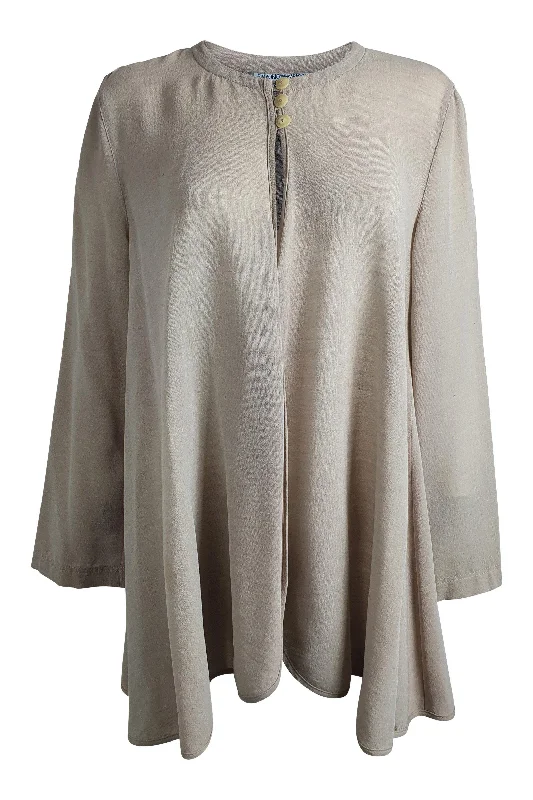 ARMANI Khaki Cotton Blend A Line Open Front Shirt (IT 42 | UK 10 | US 6) Ribbed Striped Patterned ARMANI Khaki Cotton Blend A Line Open Front Shirt (IT 42 | UK 10 | US 6) Ribbed Striped Patterned