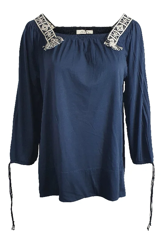 DOROTHEE SCHUMACHER Navy Blue Cotton Soft Charm Shirt (Size 1) Rayon Fabric Velvet Fabric Corduroy Fabric DOROTHEE SCHUMACHER Navy Blue Cotton Soft Charm Shirt (Size 1) Rayon Fabric Velvet Fabric Corduroy Fabric