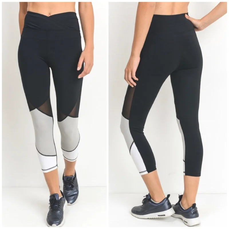 High Waist Capri Leggings Athletic Workout Color Block Mesh Pants S M L Black Fashionable High-Rise Workout Leggings High Waist Capri Leggings Athletic Workout Color Block Mesh Pants S M L Black Fashionable High-Rise Workout Leggings
