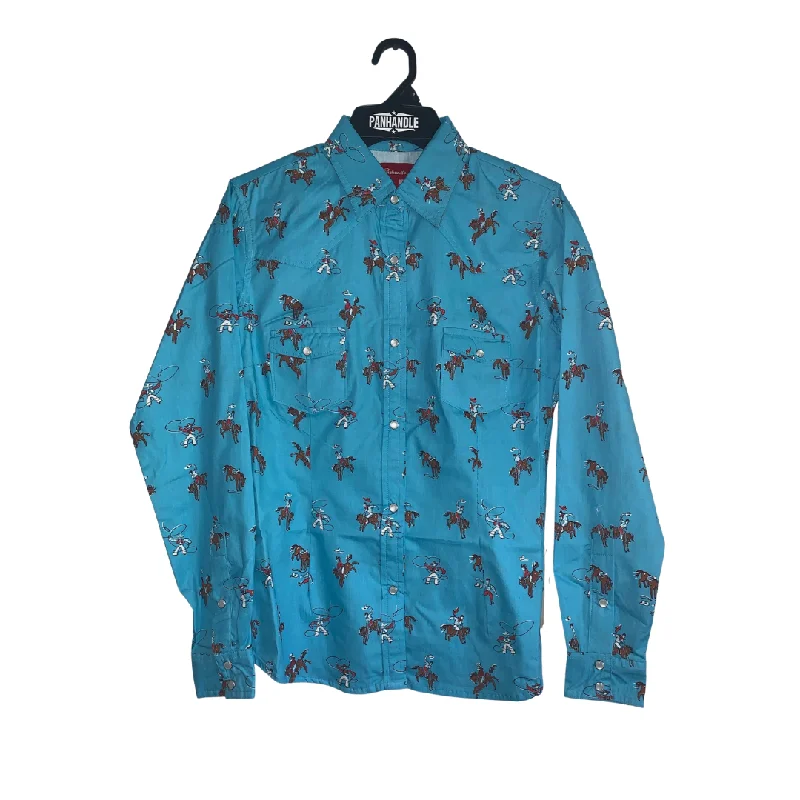 Juniors' Long Sleeve Print Snap Shirt by Panhandle RLWSOSR13L Welt Pockets Slit Pockets Flap Pockets Juniors' Long Sleeve Print Snap Shirt by Panhandle RLWSOSR13L Welt Pockets Slit Pockets Flap Pockets