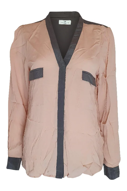 MALENE BIRGER DAY Pink and Grey Long Sleeved Shirt (UK 14) Hooded Caped Shawl Collar MALENE BIRGER DAY Pink and Grey Long Sleeved Shirt (UK 14) Hooded Caped Shawl Collar