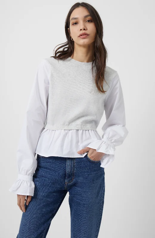 French Connection - Miranda Mix Shirt Terry Blend Velvet Blend Canvas Blend