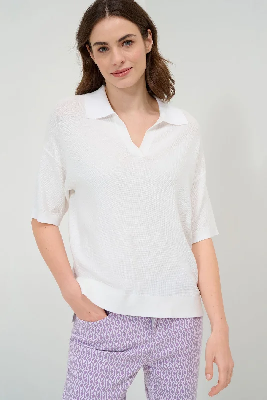 T-shirt de tricot col polo Spandex Blend Rayon Blend Denim Blend