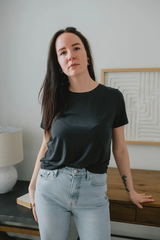 The Rynah T-Shirt by Minimum - Black Chenille Brocade Lace