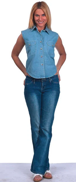 Womens Light Blue Denim Sleeveless Shirt With Buttons Satin Fabric Silk Fabric Chiffon Fabric Womens Light Blue Denim Sleeveless Shirt With Buttons Satin Fabric Silk Fabric Chiffon Fabric