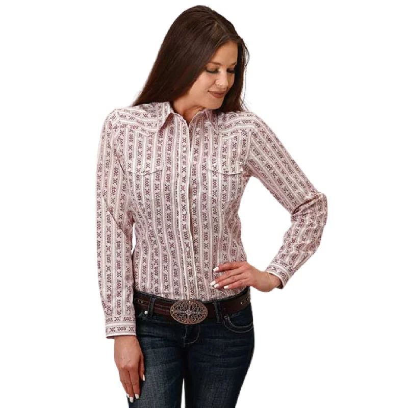 Womens Wine & Cream Wallpaper Print Long Sleeve Snap Shirt By Roper - 01-050-0019-0100 Jersey Fabric Tulle Fabric Batik Fabric Womens Wine & Cream Wallpaper Print Long Sleeve Snap Shirt By Roper - 01-050-0019-0100 Jersey Fabric Tulle Fabric Batik Fabric