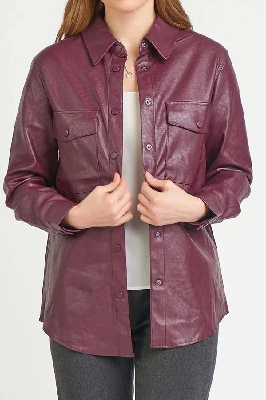 Dex Faux Leather Shirt Elegant Classic Vintage