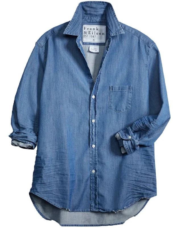 Vintage Stonewash Indigo Denim Eileen Button Up Shirt Sequined Glittery Shiny