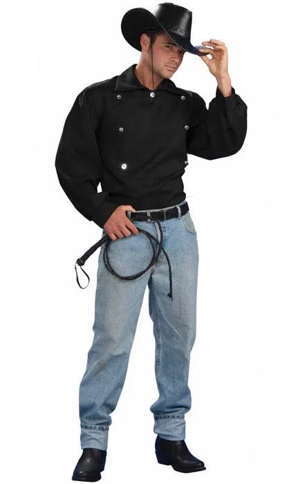 Texan Mens Black Wild West Costume Shirt Modern Contemporary Chic
