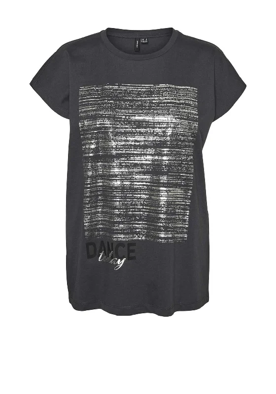 Vero Moda Eloi Metallic Graphic T-Shirt, Asphalt Grey Fleece Fabric Down Fabric Feather Fabric Vero Moda Eloi Metallic Graphic T-Shirt, Asphalt Grey Fleece Fabric Down Fabric Feather Fabric