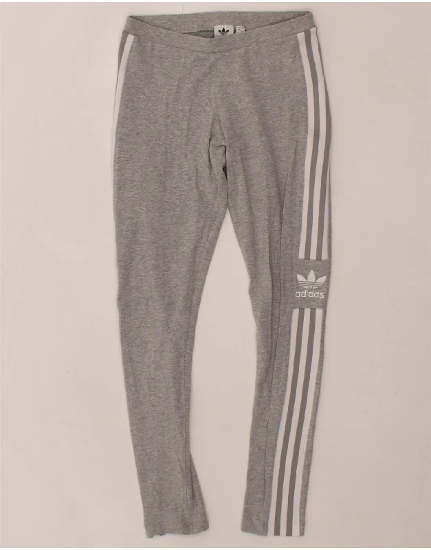 ADIDAS Womens Graphic Leggings UK 8 Small Grey Cotton Cozy Reflective Detail Leggings ADIDAS Womens Graphic Leggings UK 8 Small Grey Cotton Cozy Reflective Detail Leggings