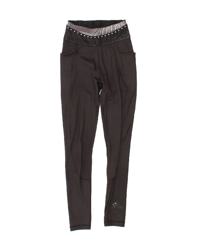 ADIDAS Womens Leggings UK 4/6 XS Black Polyester Comfortable Wide-Band Leggings