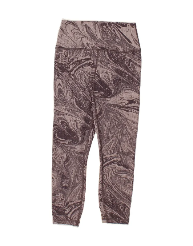 ATHLETA Womens Abstract Pattern Leggings UK 8 Small  Pink Chic Velvet Soft Leggings