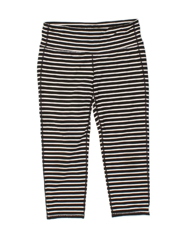 ATHLETA Womens Capri Leggings UK 14 Medium Black Striped Polyester Elegant Animal Print Leggings ATHLETA Womens Capri Leggings UK 14 Medium Black Striped Polyester Elegant Animal Print Leggings