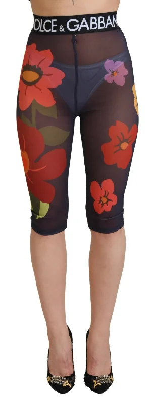 Dolce & Gabbana Elegant Floral Print High Waist Leggings Cozy Warmth Leggings