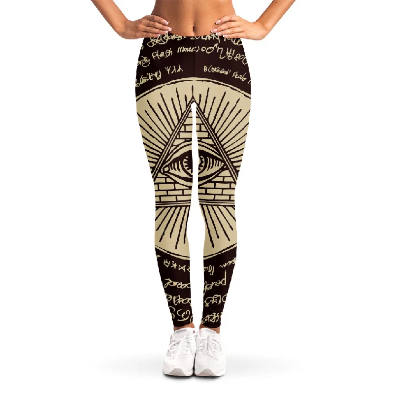 Eye of Providence Symbol Print Women's Leggings Trendy High-Compression Leggings