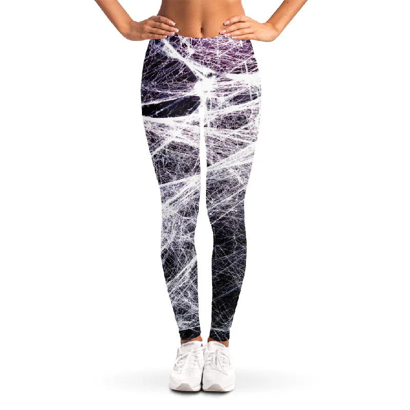 Horror Cobweb Print Women's Leggings Classic Solid Color Leggings