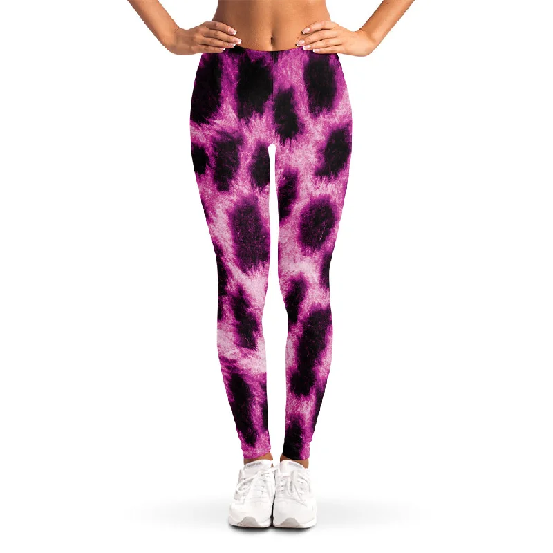 Hot Purple And Black Cheetah Print Women's Leggings Fashionable Quick-Dry Yoga Pants Hot Purple And Black Cheetah Print Women's Leggings Fashionable Quick-Dry Yoga Pants