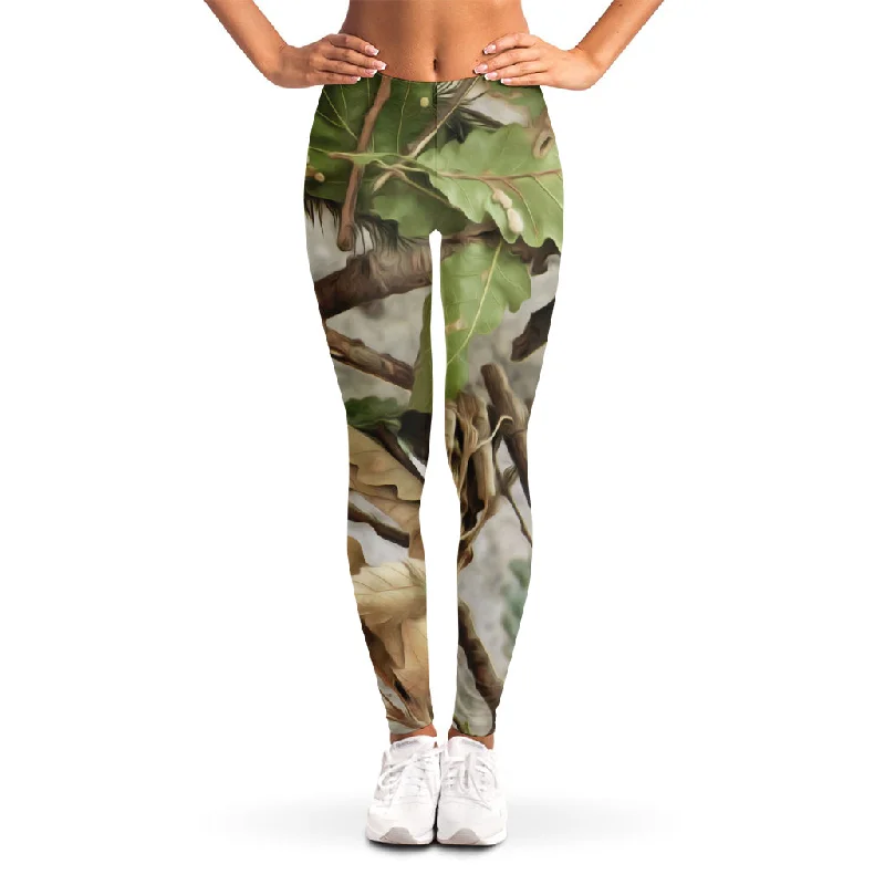 Hunting Camouflage Pattern Print Women's Leggings Fashionable Ribbed Knit Leggings