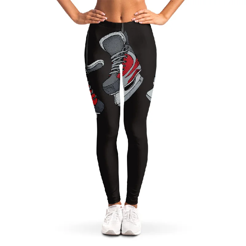 Ice Hockey Skates Print Women's Leggings Fashionable Fitted Workout Leggings