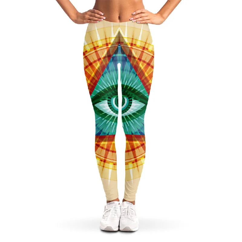 Illuminati Eye of Providence Print Women's Leggings Fashionable Plus-Size Activewear