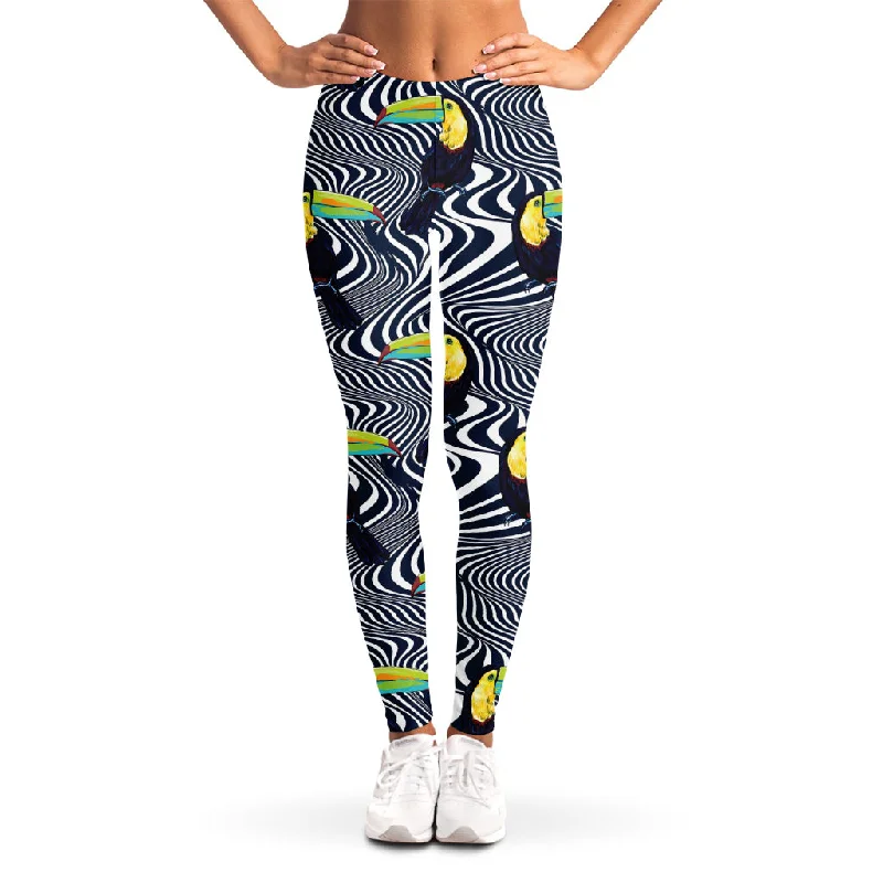 Illusion Toucan Print Women's Leggings Elegant Animal Print Leggings