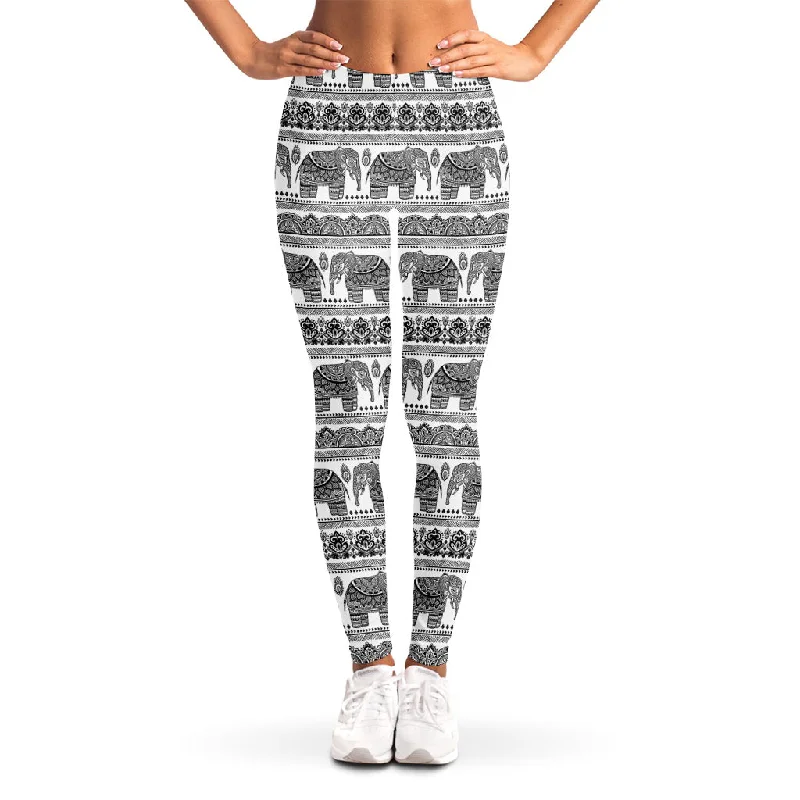 Indian Bohemian Elephant Pattern Print Women's Leggings Cozy Oversized Leggings