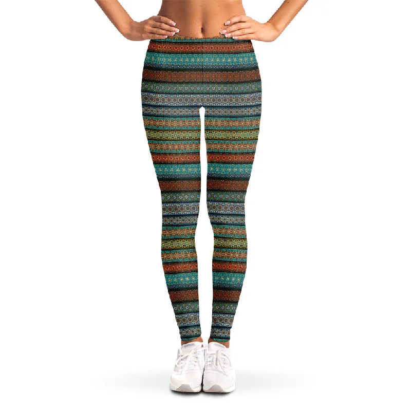 Indian Ethnic Pattern Print Women's Leggings Trendy Fitness Leggings