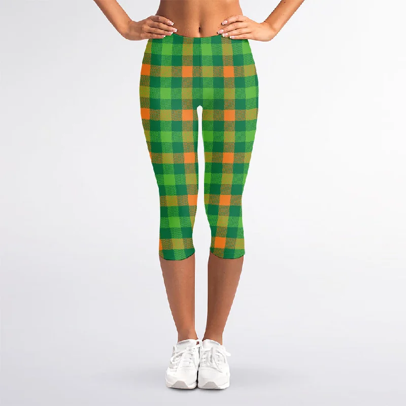 Irish Buffalo Check Pattern Print Women's Capri Leggings Trendy Cut-Out Activewear Leggings Irish Buffalo Check Pattern Print Women's Capri Leggings Trendy Cut-Out Activewear Leggings