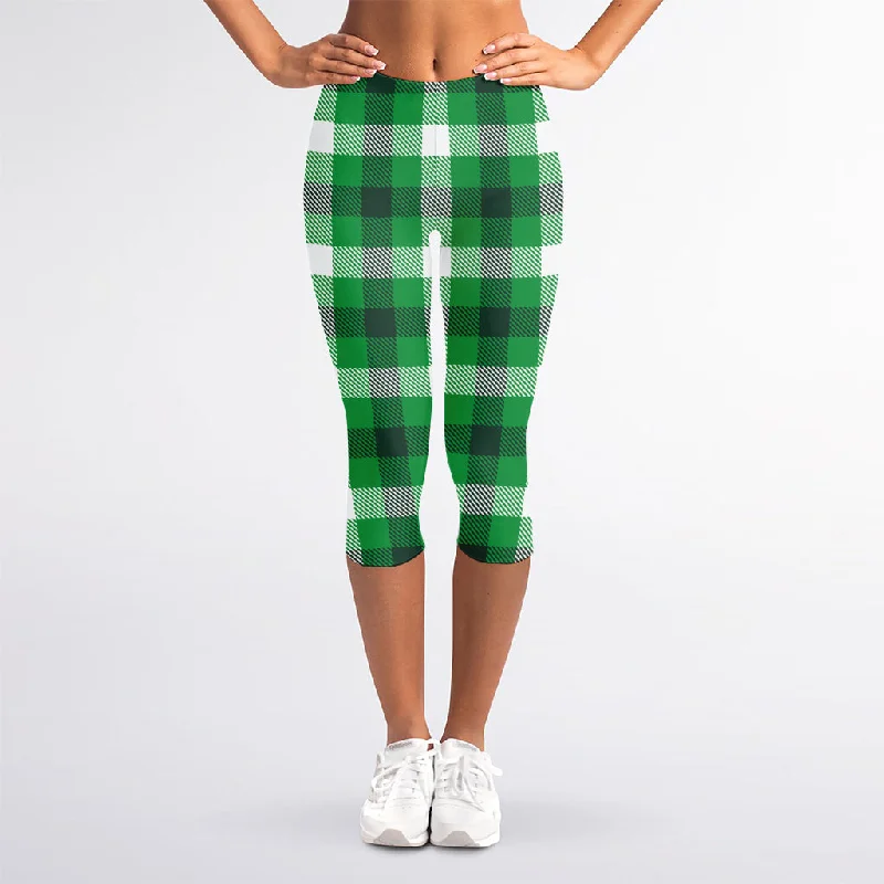 Irish Check Saint Patrick's Day Print Women's Capri Leggings Comfortable Athletic Tights Irish Check Saint Patrick's Day Print Women's Capri Leggings Comfortable Athletic Tights