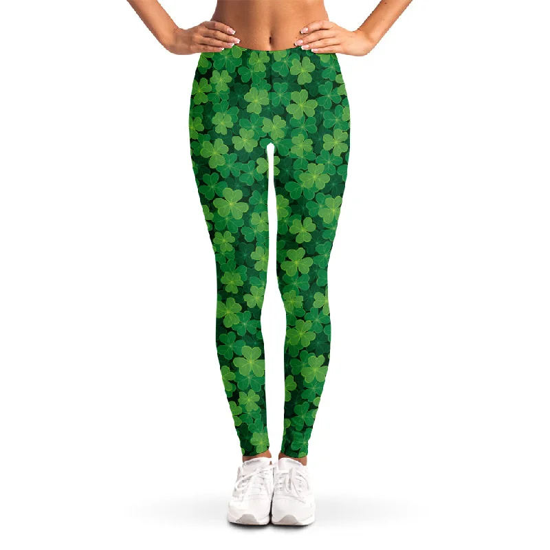 Irish Clover Saint Patrick's Day Print Women's Leggings Elegant Satin Finish Leggings Irish Clover Saint Patrick's Day Print Women's Leggings Elegant Satin Finish Leggings