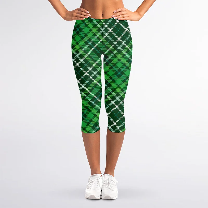 Irish Plaid Pattern Print Women's Capri Leggings Stylish Sporty Performance Leggings Irish Plaid Pattern Print Women's Capri Leggings Stylish Sporty Performance Leggings