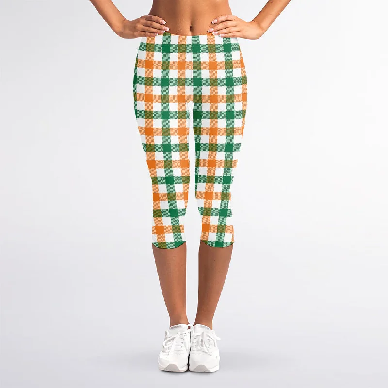 Irish Plaid St. Patrick's Day Print Women's Capri Leggings Comfortable Leggings with Pockets Irish Plaid St. Patrick's Day Print Women's Capri Leggings Comfortable Leggings with Pockets