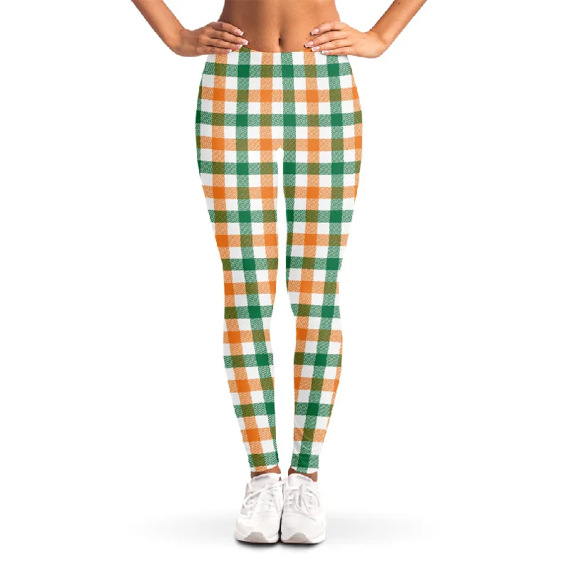 Irish Plaid St. Patrick's Day Print Women's Leggings Fashionable Lacy Detail Leggings Irish Plaid St. Patrick's Day Print Women's Leggings Fashionable Lacy Detail Leggings