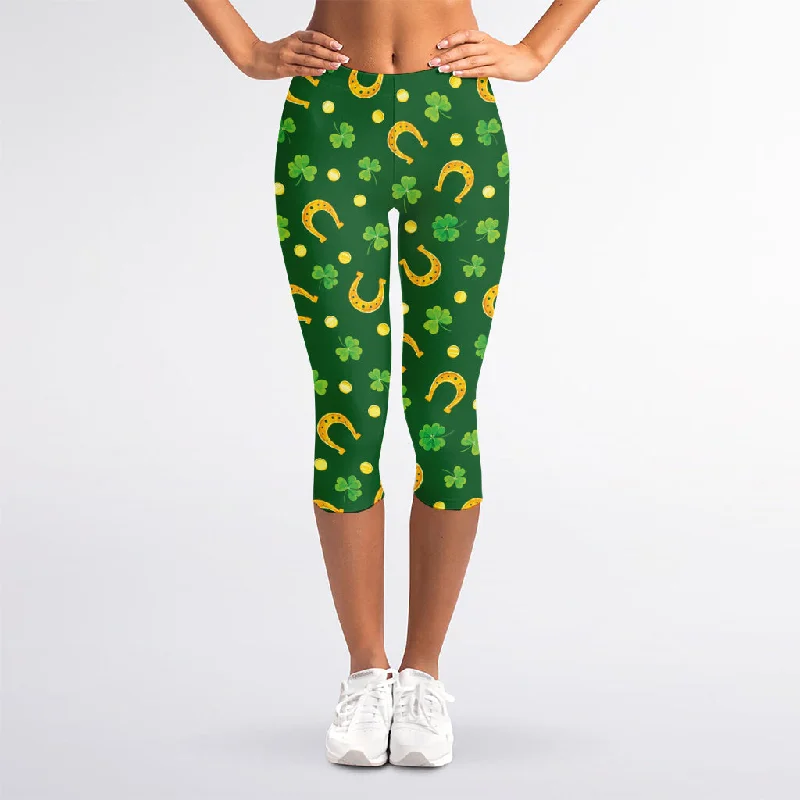 Irish Saint Patrick's Day Pattern Print Women's Capri Leggings Stylish Stretch Print Leggings Irish Saint Patrick's Day Pattern Print Women's Capri Leggings Stylish Stretch Print Leggings