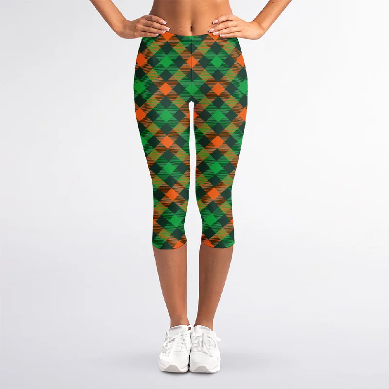 Irish Saint Patrick's Day Plaid Print Women's Capri Leggings Trendy Sporty Compression Leggings Irish Saint Patrick's Day Plaid Print Women's Capri Leggings Trendy Sporty Compression Leggings