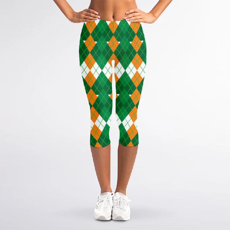 Irish Themed Argyle Pattern Print Women's Capri Leggings Stylish Sweatproof Leggings Irish Themed Argyle Pattern Print Women's Capri Leggings Stylish Sweatproof Leggings