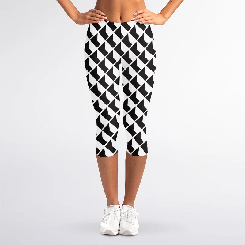 Isometric Geometric Pattern Print Women's Capri Leggings Fashionable Sports Compression Leggings Isometric Geometric Pattern Print Women's Capri Leggings Fashionable Sports Compression Leggings